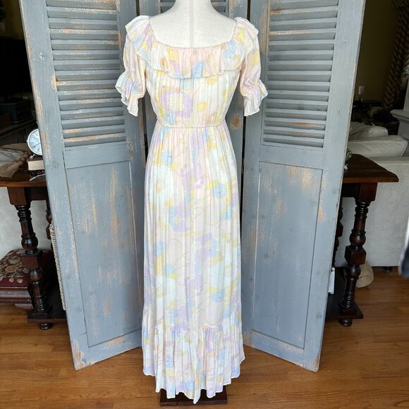 Ba&sh Noma On/Off Shoulder Maxi Dress Nude Sz 4 NWOT - Picture 14 of 16